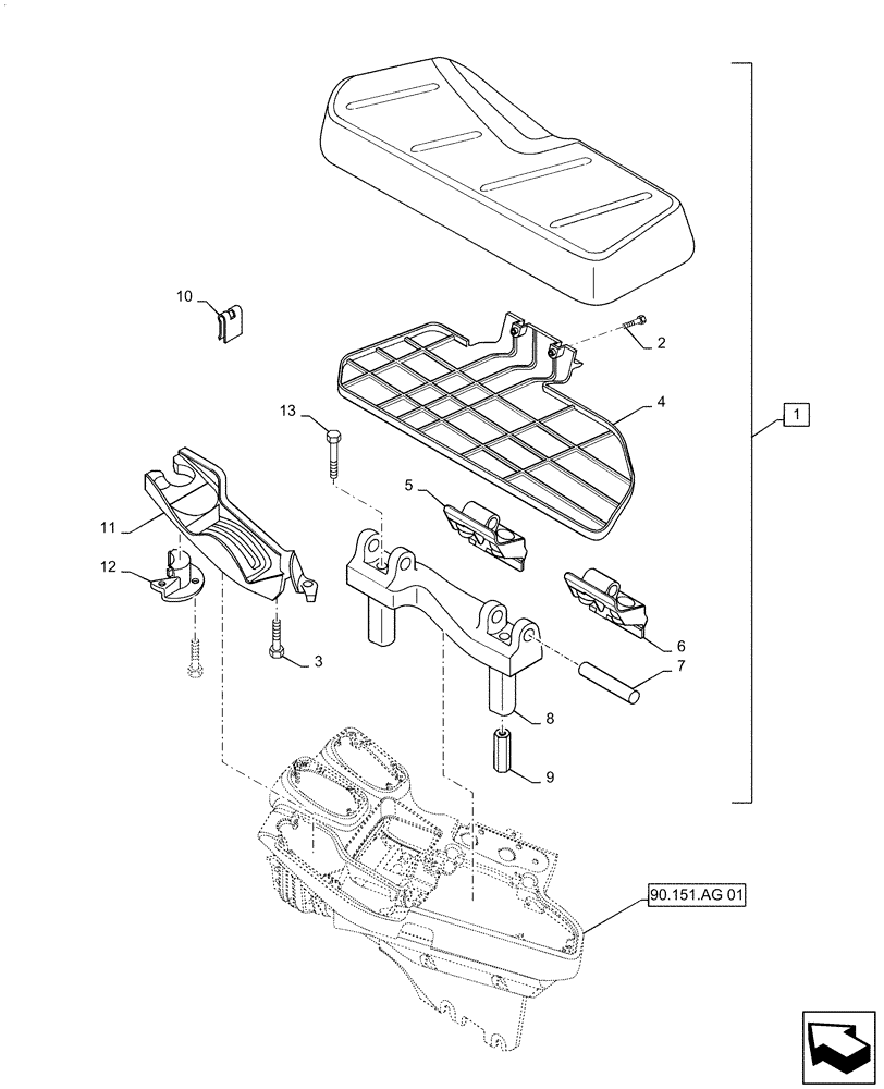 Схема запчастей Case IH MAGNUM 2654 - (90.151.AH) - ARMREST CONTROL UNIT, CUSHION ASSY (90) - PLATFORM, CAB, BODYWORK AND DECALS