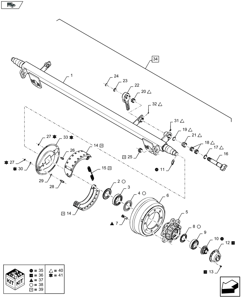Схема запчастей Case IH LB424S - (27.500.120) - TANDEM FRONT AXLE, PNEUMATIC BRAKES - FRANCE ONLY (27) - REAR AXLE SYSTEM
