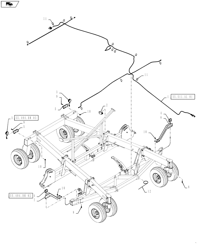 Схема запчастей Case IH 500T - (55.404.BM[01]) - LIGHTING SYSTEM (55) - ELECTRICAL SYSTEMS