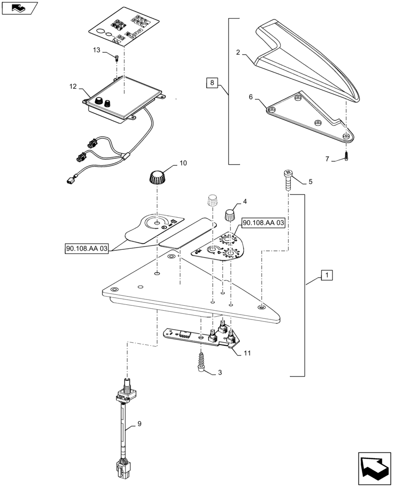 Схема запчастей Case IH MAXXUM 115 - (55.512.CS[02]) - ARMREST CONTROL UNIT - COVERS AND CONTROLS (55) - ELECTRICAL SYSTEMS