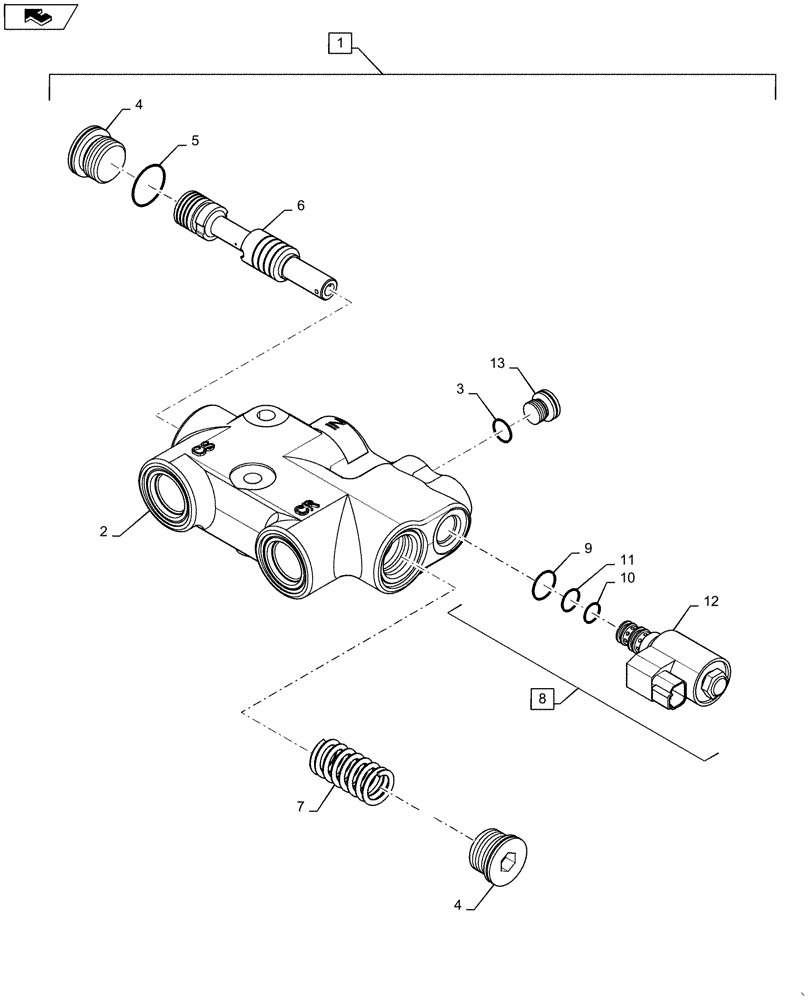 Схема запчастей Case IH MAGNUM 370 - (21.506.BE[03]) - TRANSMISSION - CVT - COOLER BYPASS VALVE (21) - TRANSMISSION