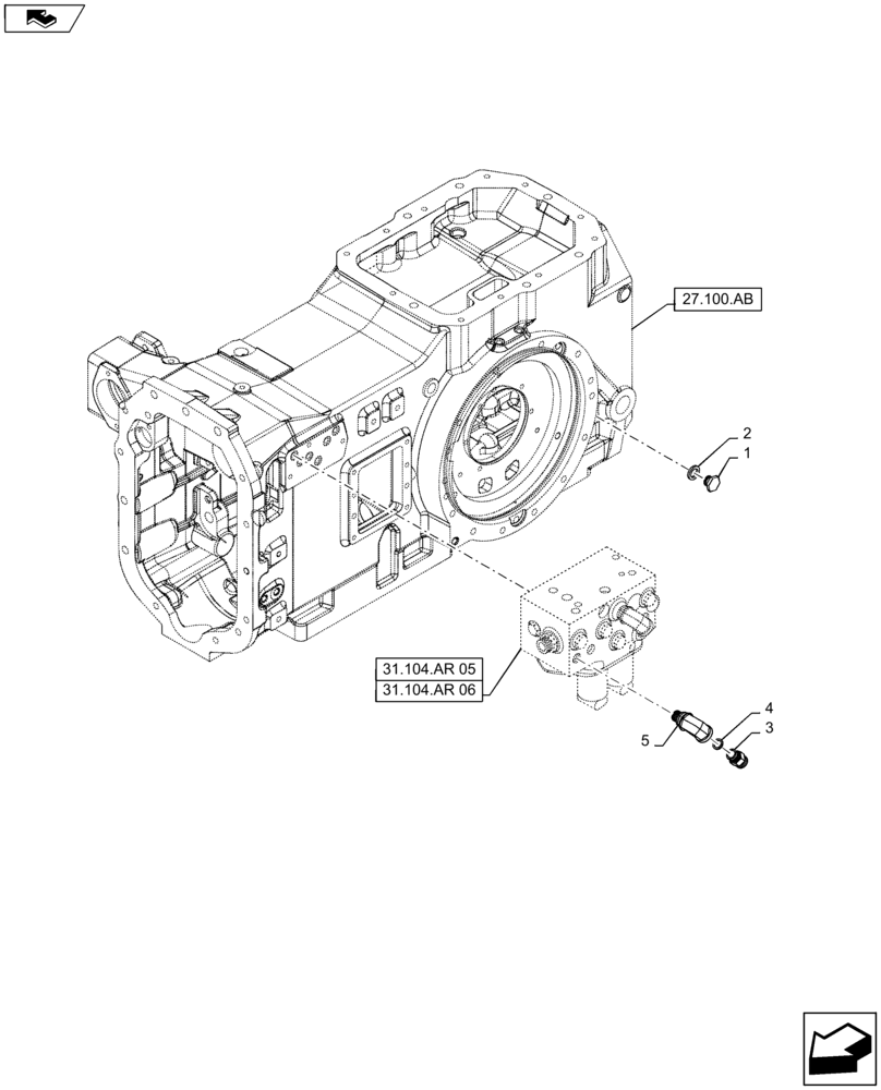Схема запчастей Case IH MAXXUM 115 - (55.021.AB[01]) - REAR AXLE HOUSING - WARNING AND ALARM SIGNAL EQUIPMENT (55) - ELECTRICAL SYSTEMS
