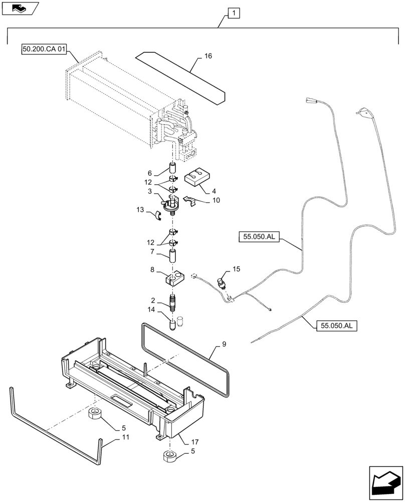Схема запчастей Case IH MAXXUM 110 - (50.200.CG[02]) - AIR CONDITIONER - BREAKDOWN (50) - CAB CLIMATE CONTROL