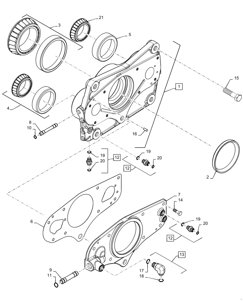 Схема запчастей Case IH MAGNUM 370 - (21.507.AM[03]) - TRANSMISSION - CVT - CENTER WALL ASSY. (21) - TRANSMISSION