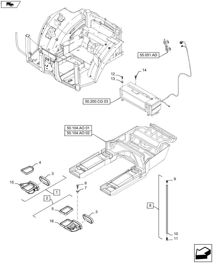 Схема запчастей Case IH MAXXUM 110 - (50.104.AO[03]) - VAR - 330643 - HEATING/AIR CONDITIONING - FAN AND VENTILATION DUCTS (50) - CAB CLIMATE CONTROL