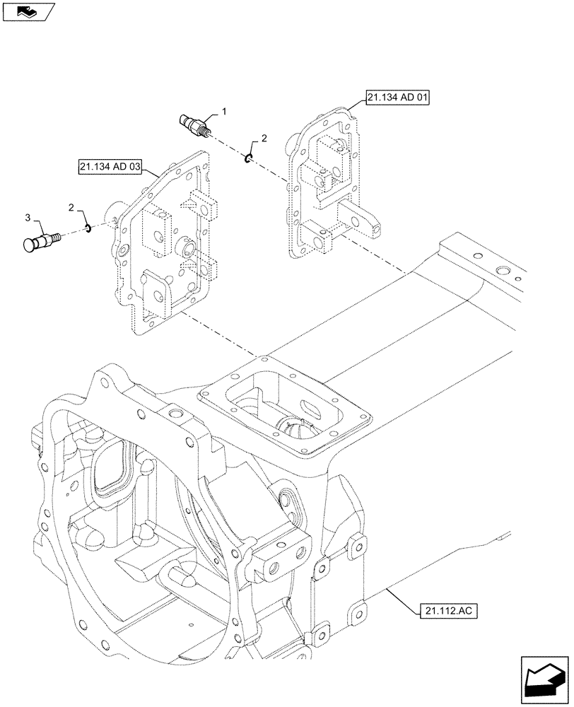Схема запчастей Case IH MAXXUM 140 - (55.023.AB[02]) - GEARBOX COVER SENSOR (55) - ELECTRICAL SYSTEMS