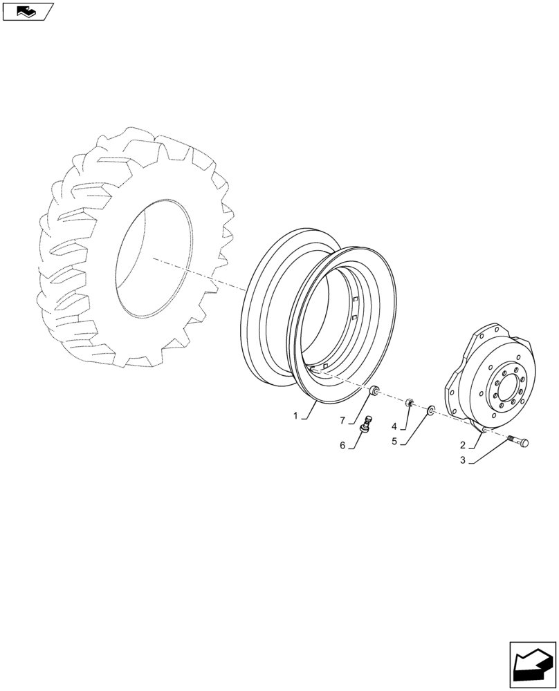 Схема запчастей Case IH MAXXUM 140 - (44.520.AF[02]) - VAR - 8364904, 8365904, 8966401 - REAR WHEELS (44) - WHEELS