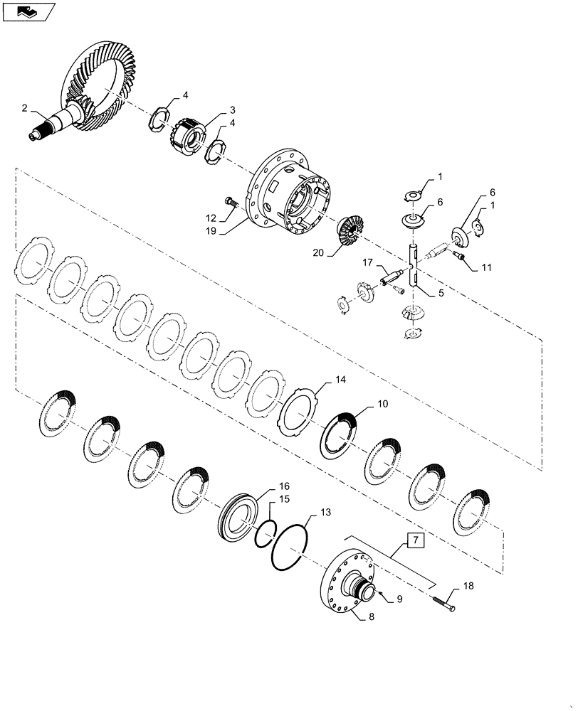 Схема запчастей Case IH MAGNUM 225 - (25.102.04[02]) - CNH AXLE - DIFFERENTIAL ASSY, FRONT AXLE CL 4.75 (25) - FRONT AXLE SYSTEM