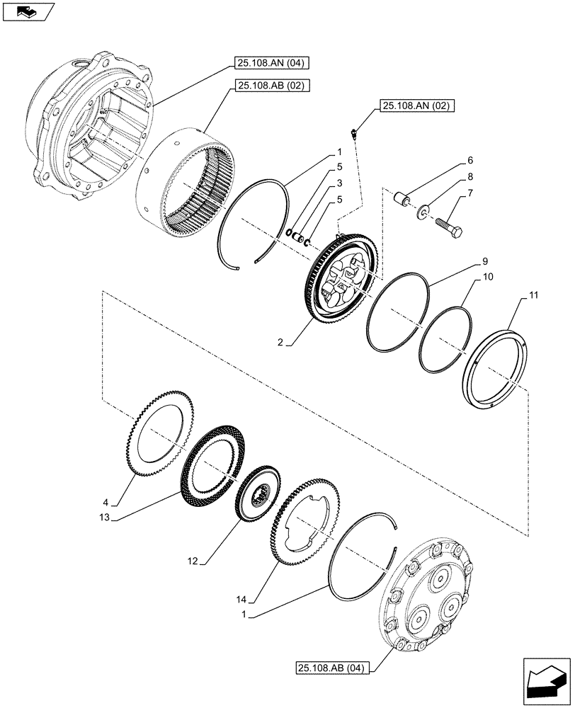 Схема запчастей Case IH FARMALL 115C - (33.204.AD[02]) - VAR - 338323 - 4WD FRONT AXLE, BRAKES, W/HYDRAULIC DIFFERENTIAL LOCK AND BRAKE (HEAVY DUTY) (33) - BRAKES & CONTROLS