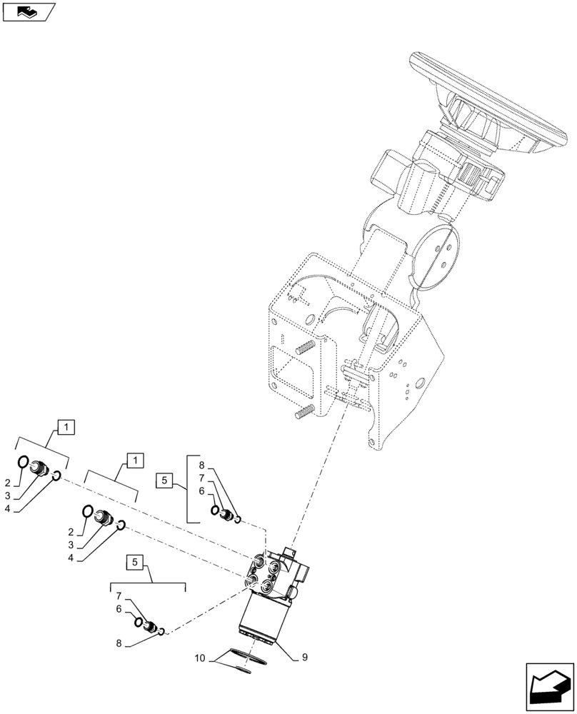Схема запчастей Case IH MAXXUM 115 - (41.200.AF[01]) - HYDROSTATIC STEERING WITH CL.3 FRONT AXLE - STEERING MOTOR (41) - STEERING