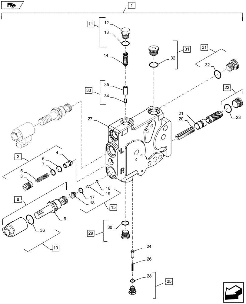 Схема запчастей Case IH MAGNUM 370 - (35.114.AF[01]) - VALVE ASSY, HITCH (35) - HYDRAULIC SYSTEMS