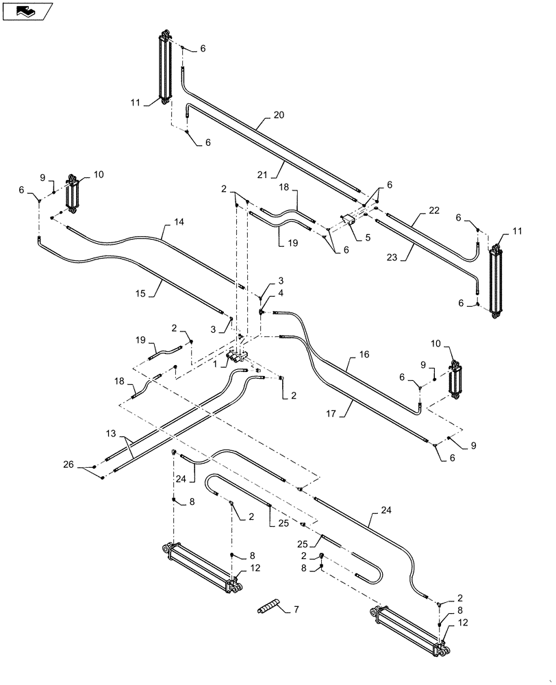 Схема запчастей Case IH 4025 - (35.944.AA[01]) - WING FOLD AND MARKER HYDRAULICS (35) - HYDRAULIC SYSTEMS
