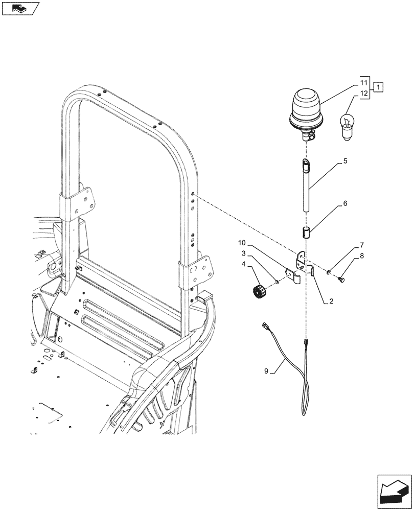 Схема запчастей Case IH FARMALL 95C - (55.404.AC[03]) - VAR - 743586 - ROTARY BEACON, LESS CANOPY, W/ CAB - ISO (55) - ELECTRICAL SYSTEMS
