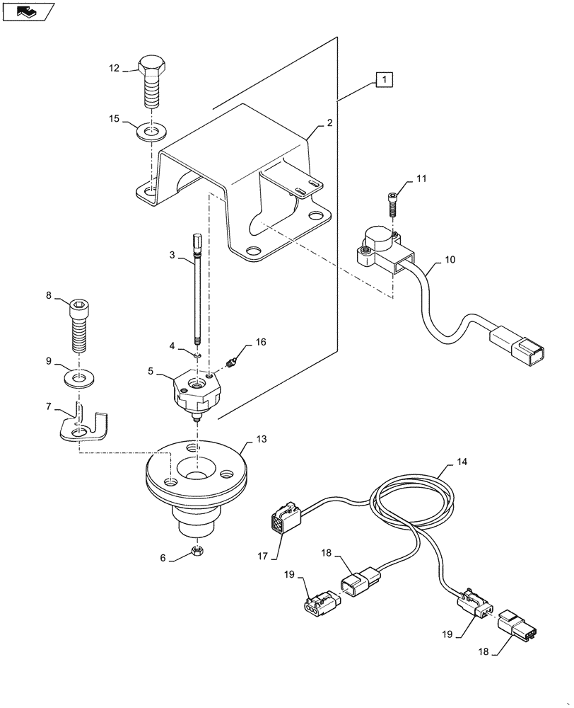 Схема запчастей Case IH MAGNUM 260 - (25.108.AG[05]) - VAR - 420224, 420228 DANA AXLE - STEERING SENSORS AND COVER (25) - FRONT AXLE SYSTEM