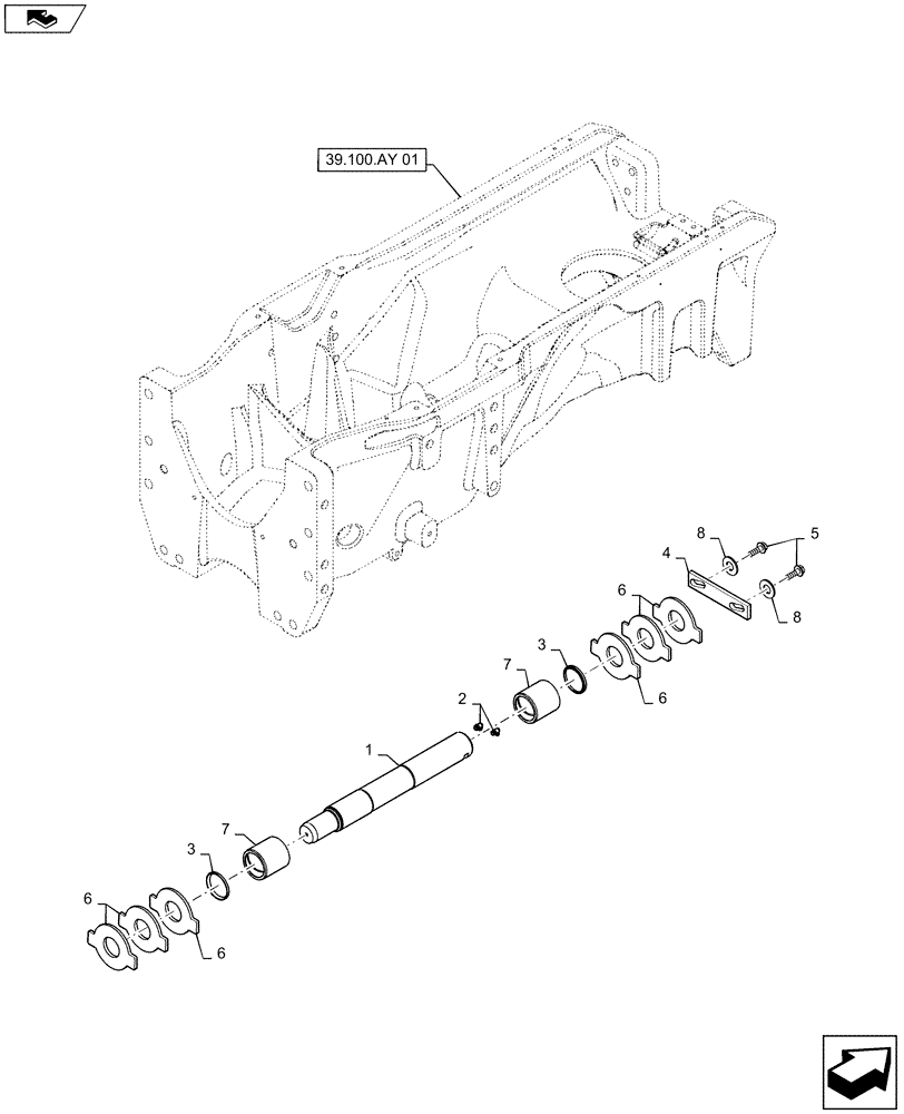 Схема запчастей Case IH MAGNUM 260 - (25.100.AB[01]) - VAR - 429286, 420224, 420277 FRONT AXLE PIVOT, NON-SUSPENDED (25) - FRONT AXLE SYSTEM