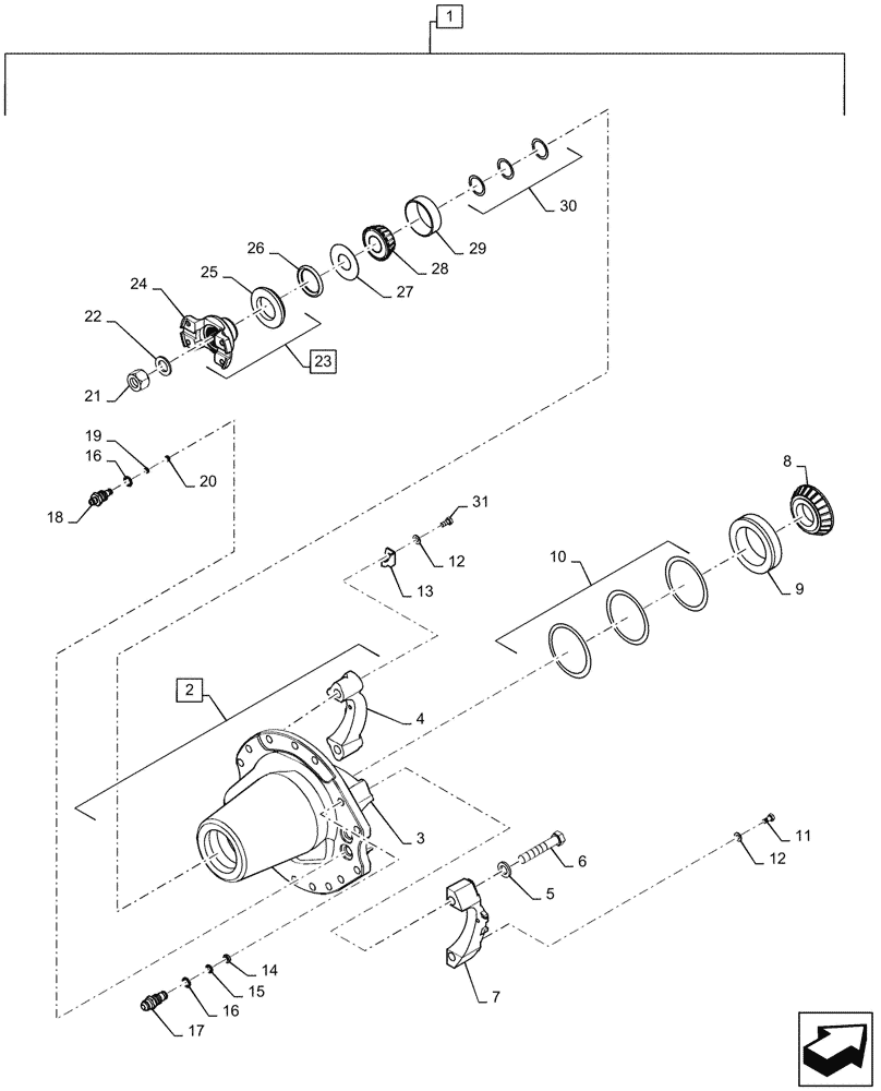 Схема запчастей Case IH MAGNUM 290 - (25.102.AD[03]) - VAR - 420224, 420228 DANA DIFFERENTIAL, CLASS 4.75 (25) - FRONT AXLE SYSTEM