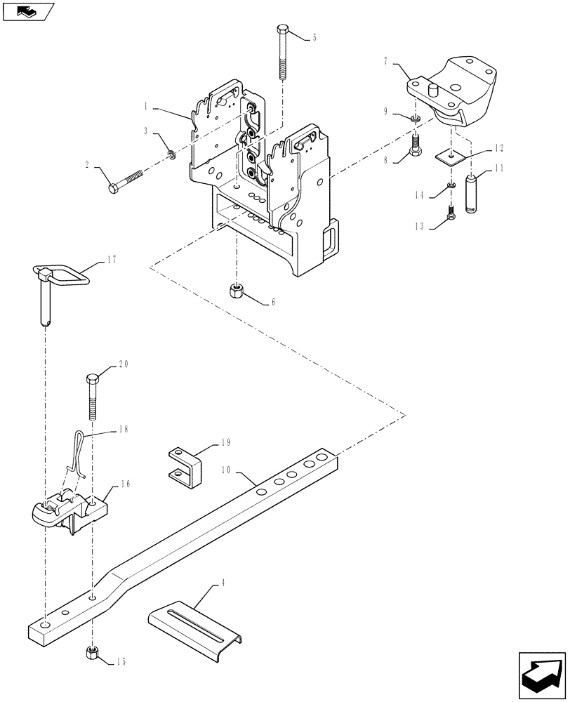 Схема запчастей Case IH MAGNUM 260 - (37.100.AA[01]) - DRAWBAR AND HAMMERSTRAP, STANDARD (37) - HITCHES, DRAWBARS & IMPLEMENT COUPLINGS