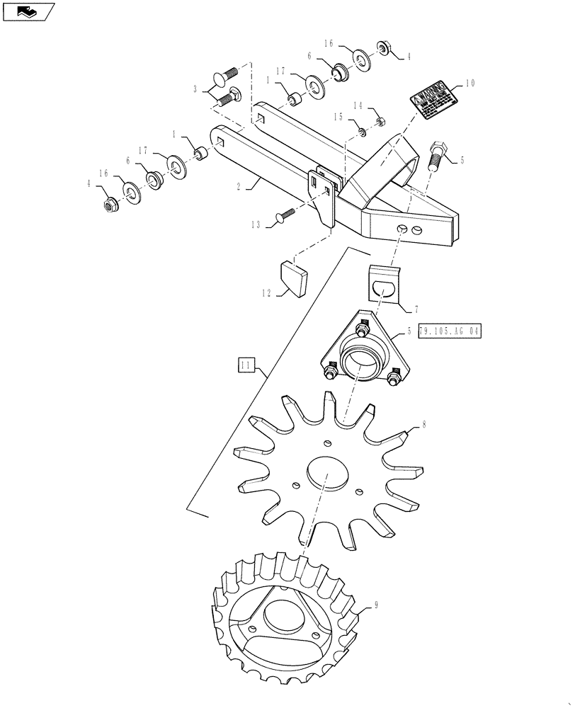 Схема запчастей Case IH 4025 - (77.105.AG[07]) - SINGLE ARM ROW CLEANER (77) - SEEDING/PLANTING