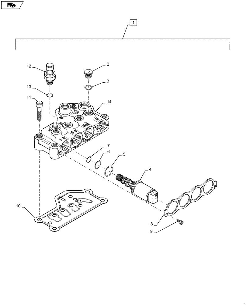 Схема запчастей Case IH MAGNUM 370 - (21.135.AQ[04]) - VALVE ASSEMBLY, TRANSMISSION CONTROL (450729A2) (21) - TRANSMISSION