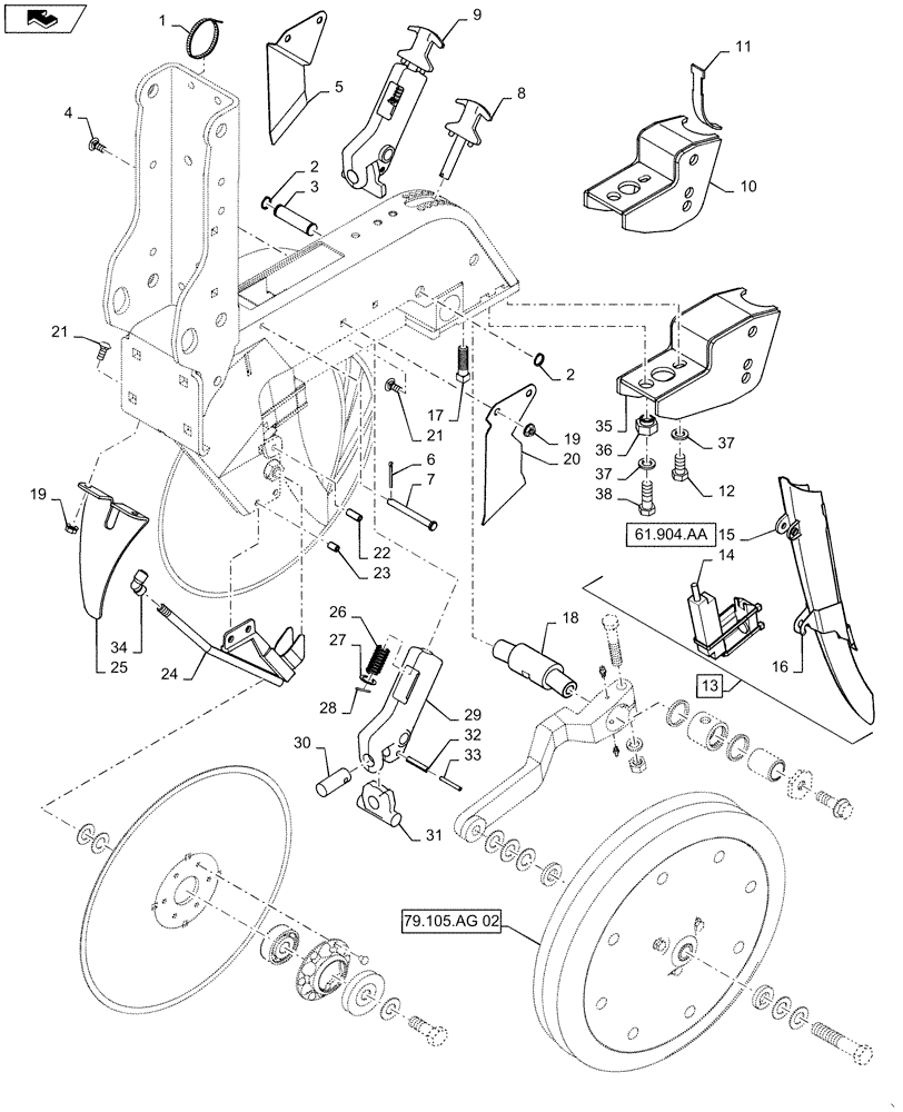 Схема запчастей Case IH 825 - (77.105.AG[02]) - OPENER BODY (77) - SEEDING/PLANTING