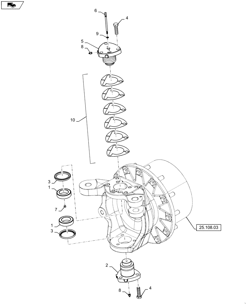 Схема запчастей Case IH MAGNUM 190 - (25.108.02) - CNH AXLE - WHEEL ASSY, LH & RH, CL 4.75 (25) - FRONT AXLE SYSTEM