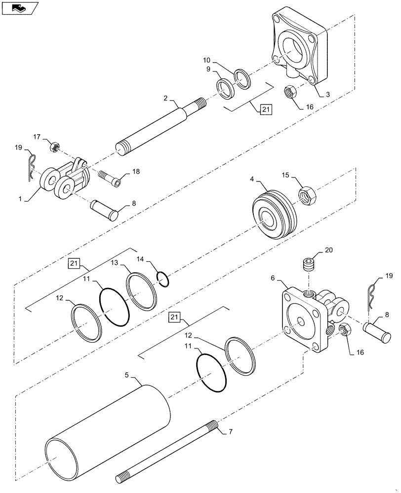Схема запчастей Case IH 4025 - (35.746.AB[02]) - MARKER HYDRAULIC CYLINDER (35) - HYDRAULIC SYSTEMS