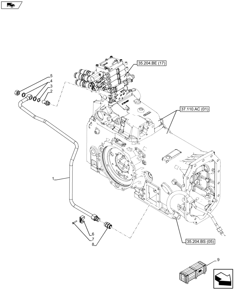 Схема запчастей Case IH FARMALL 105U - (35.204.BS[06]) - VAR - 334127, 743919 - REMOTE VALVES (35) - HYDRAULIC SYSTEMS