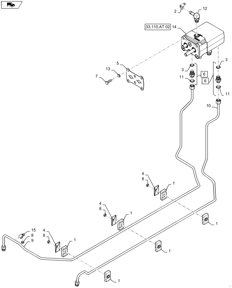 Схема запчастей Case IH MAGNUM 370 - (33.220.AC[04]) - MASTER BRAKE WITH HYDRAULIC TRAILER BRAKE - CVT (33) - BRAKES & CONTROLS