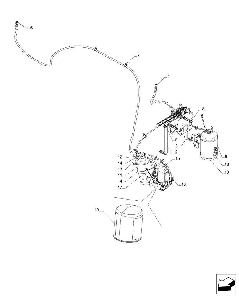 Схема запчастей Case IH MAGNUM 235 - (33.224.BC[01]) - PNEUMATIC TRAILER BRAKE - CANE VERSION (33) - BRAKES & CONTROLS