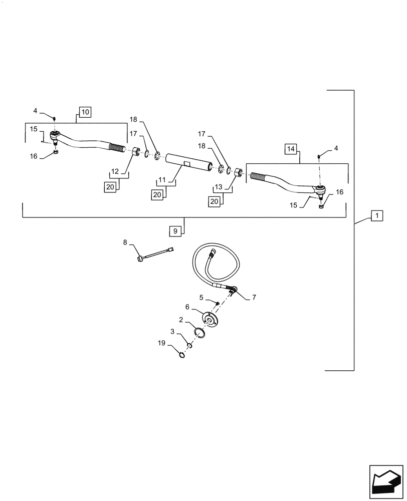Схема запчастей Case IH MAGNUM 340 - (25.100.AD[09]) - VAR - 420277, 429199 DANA TIE-ROD AND STEERING SENSOR, CLASS 5 (25) - FRONT AXLE SYSTEM