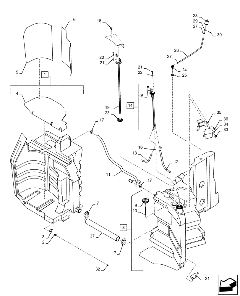 Схема запчастей Case IH MAGNUM 235 - (10.216.AI[05]) - FUEL TANK & ASSOCIATED PARTS, CVT, T4 (10) - ENGINE