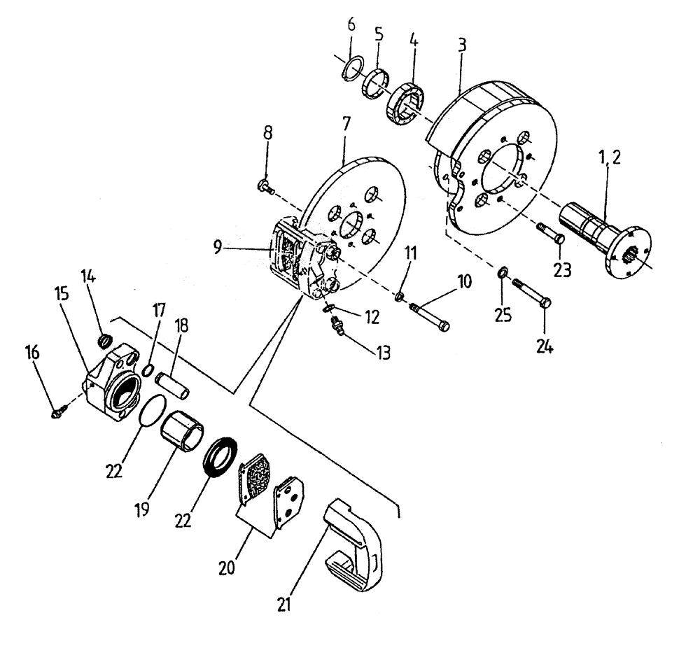 Схема запчастей Case IH 7000 - (A04-25) - BRAKES ([RH] 7000), UP TO AND INCLUDING SERIAL #7907 Mainframe & Functioning Components