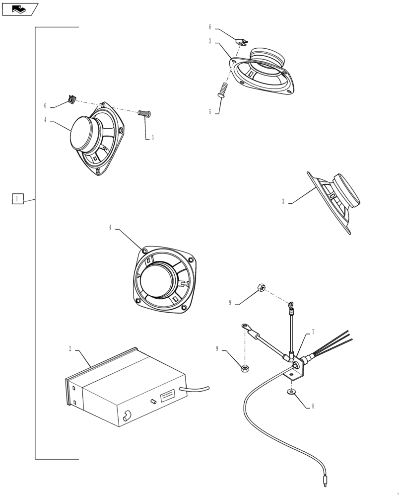 Схема запчастей Case IH MAGNUM 235 - (88.055.07) - DIA KIT, AM/FM/WB RADIO (88) - ACCESSORIES