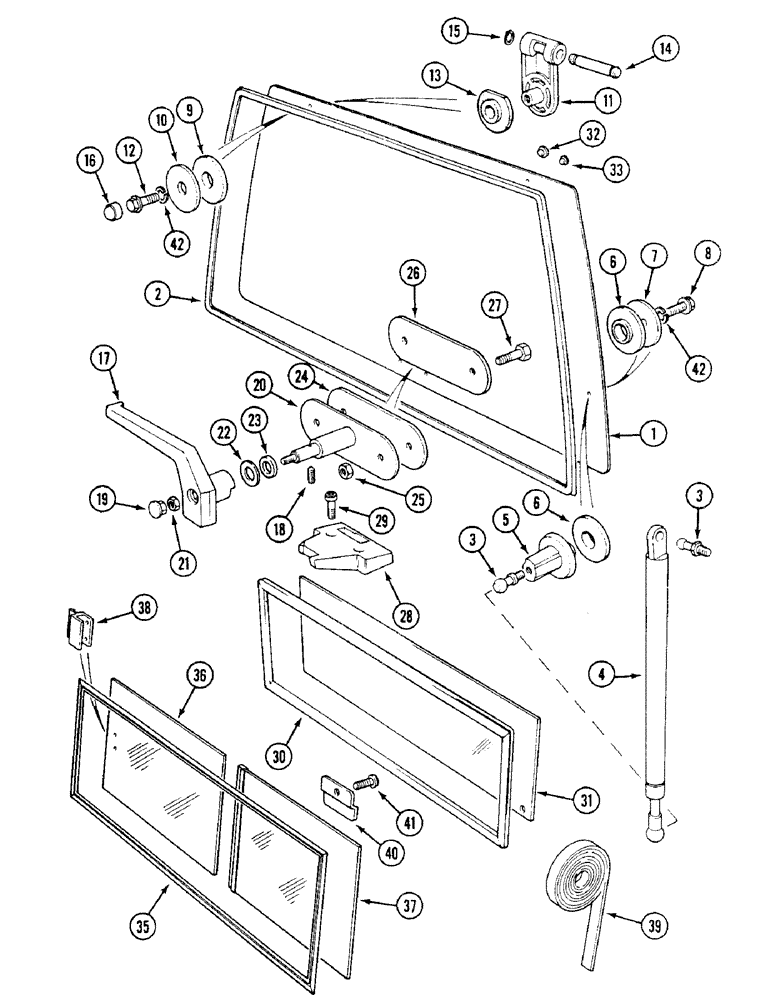 Схема запчастей Case IH 1494 - (9-458) - REAR WINDOWS, TRACTORS WITH CAB (09) - CHASSIS/ATTACHMENTS