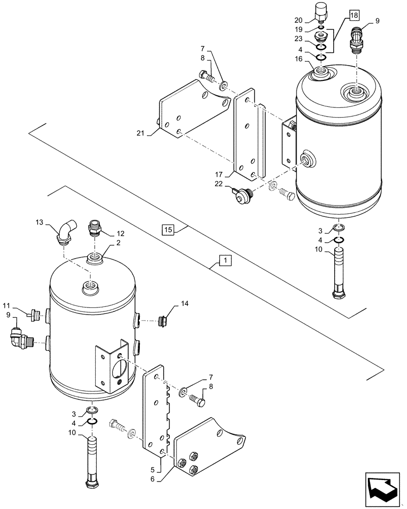 Схема запчастей Case IH MAGNUM 310 - (33.224.AC[01]) - TRAILER BRAKE RESERVOIRS - POWERSHIFT (33) - BRAKES & CONTROLS