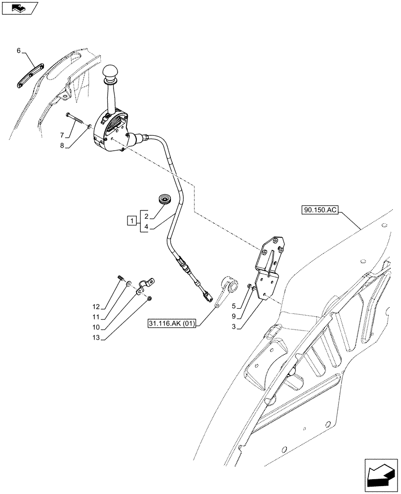 Схема запчастей Case IH FARMALL 105C - (31.104.AY) - VAR - 743768 - PTO, SPEED CHANGE LEVER (31) - IMPLEMENT POWER TAKE OFF