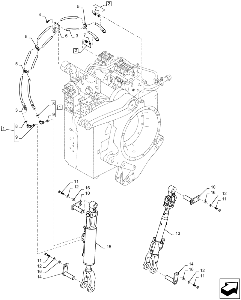 Схема запчастей Case IH MAGNUM 280 - (35.124.AE[01]) - VAR - 429399 - REAR HITCH - LIFT LINK/TURNBUCKLE PLUMBING (35) - HYDRAULIC SYSTEMS