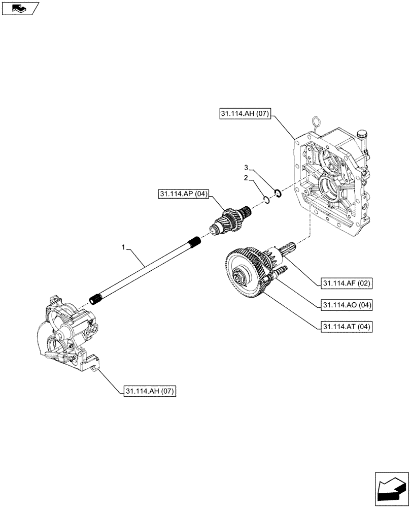 Схема запчастей Case IH FARMALL 85C - (31.114.AD[06]) - VAR - 743594 - PTO 540/1000 RPM, HYDRAULIC, ENGAGED DRIVE SHAFT - NA (31) - IMPLEMENT POWER TAKE OFF