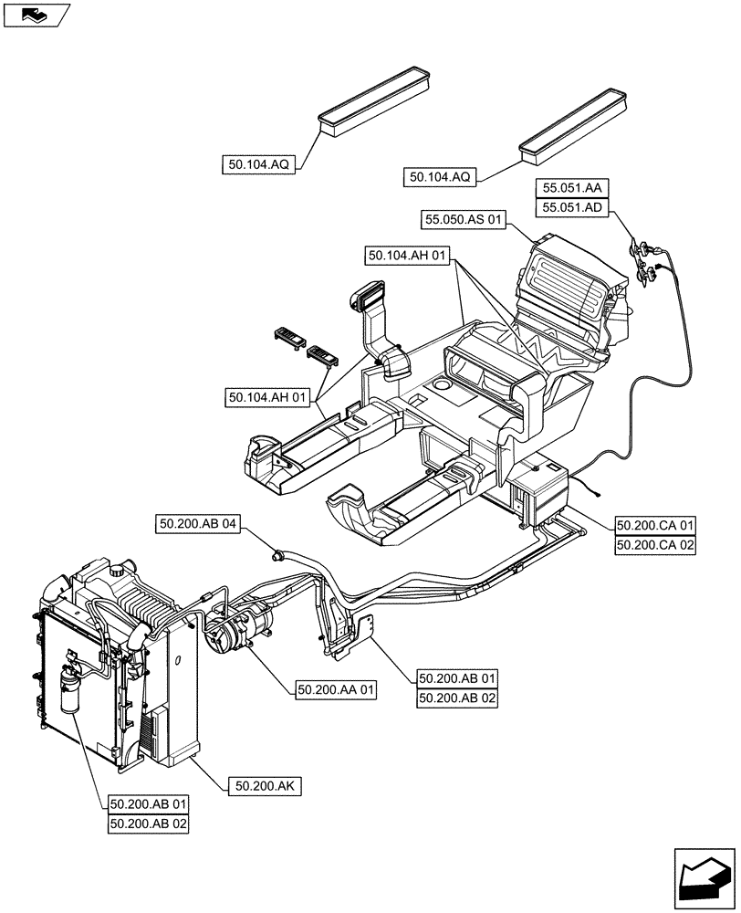 Схема запчастей Case IH MAXXUM 115 - (50.000.00) - SECTION INDEX - CAB CLIMATE CONTROL (50) - CAB CLIMATE CONTROL