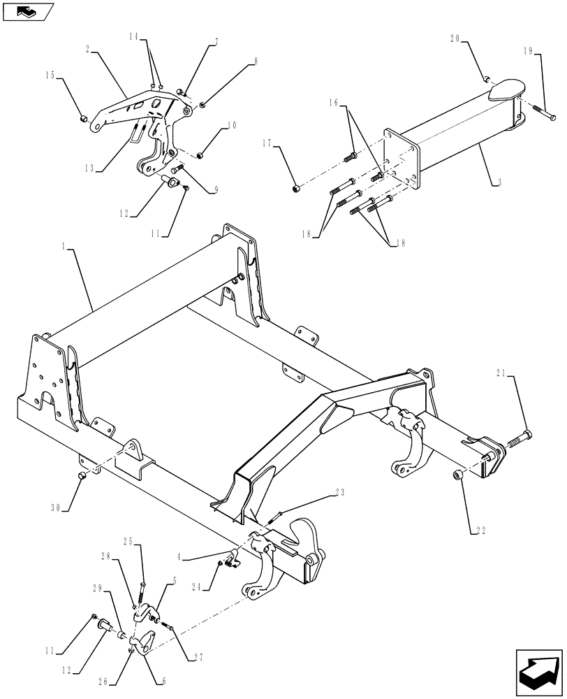 Схема запчастей Case IH 500T - (39.100.AB[05]) - WING FRAME 25/30/40 FOOT MODELS (39) - FRAMES AND BALLASTING