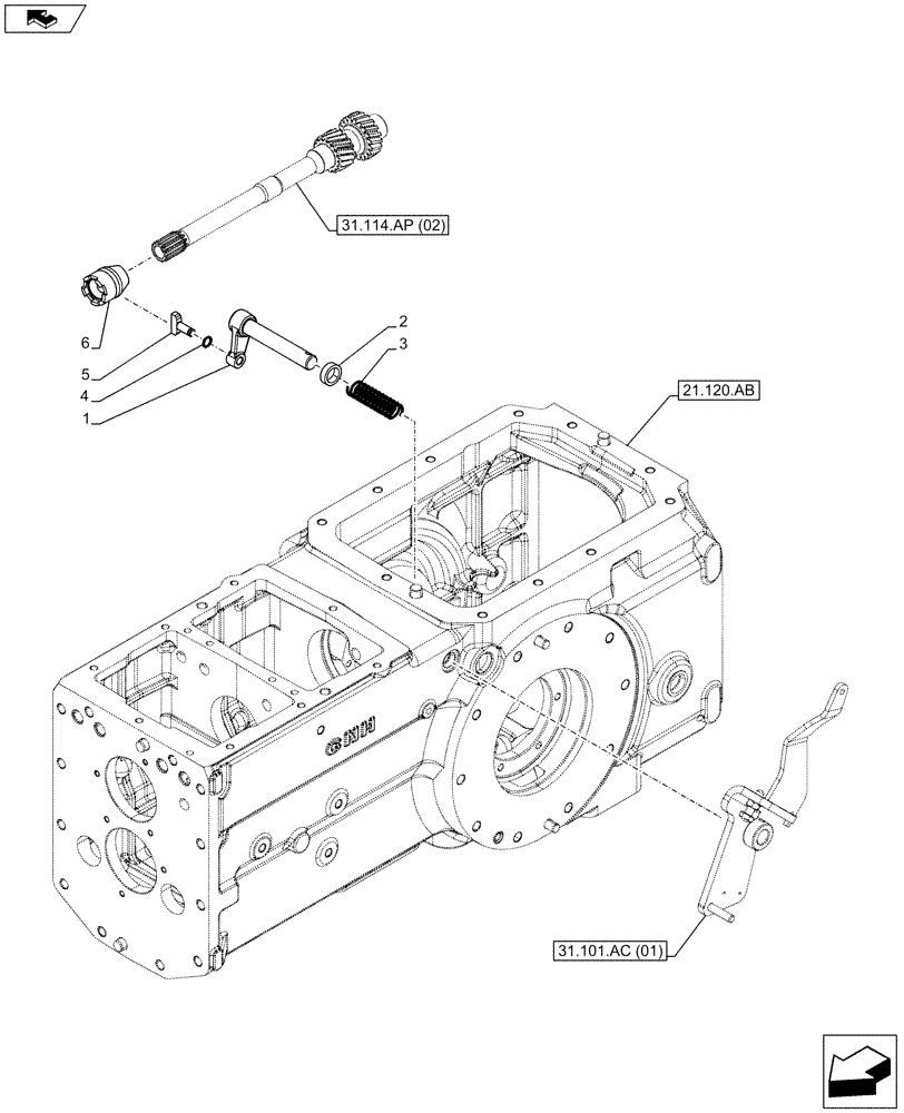 Схема запчастей Case IH FARMALL 115C - (31.101.AB[01]) - VAR - 743519 - PTO 540-540E RPM W/ GROUND SPEED, MECHANICAL, CONTROL LEVER, W/O CAB - ISO (31) - IMPLEMENT POWER TAKE OFF