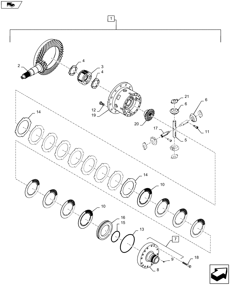 Схема запчастей Case IH MAGNUM 290 - (25.102.AD[06]) - VAR - 420224, 420228 CNH DIFFERENTIAL, CLASS 4.75 (25) - FRONT AXLE SYSTEM