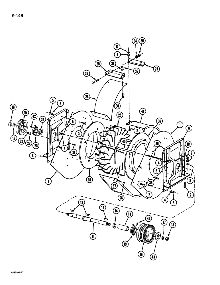 Схема запчастей Case IH 1844 - (9-146) - REAR FAN, 1844 COTTON PICKER (15) - HANDLING SYSTEM