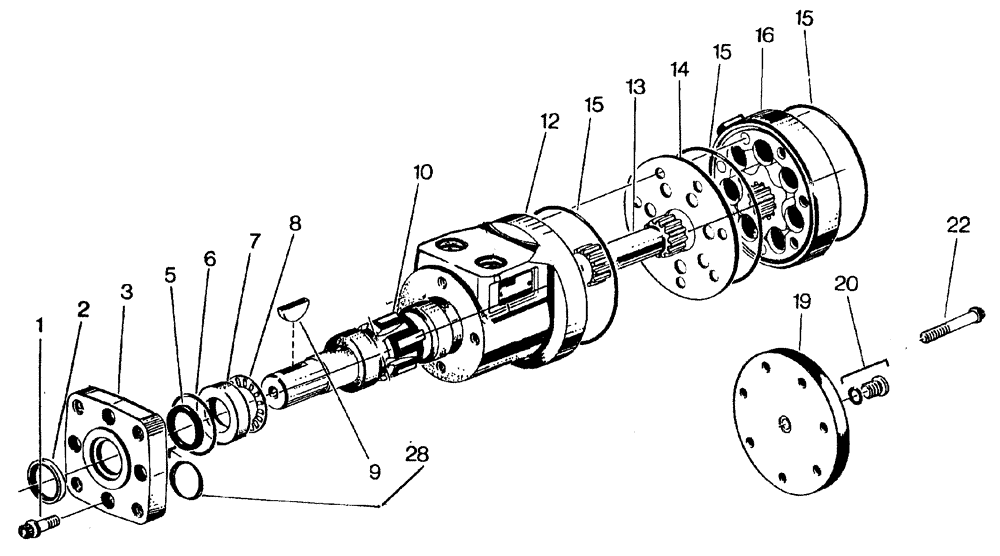 Схема запчастей Case IH 7700 - (B02[19]) - HYDRAULIC MOTOR, ELEVATOR SLEW MECHANISM, S CHAR-LYNN 010 Hydraulic Components & Circuits