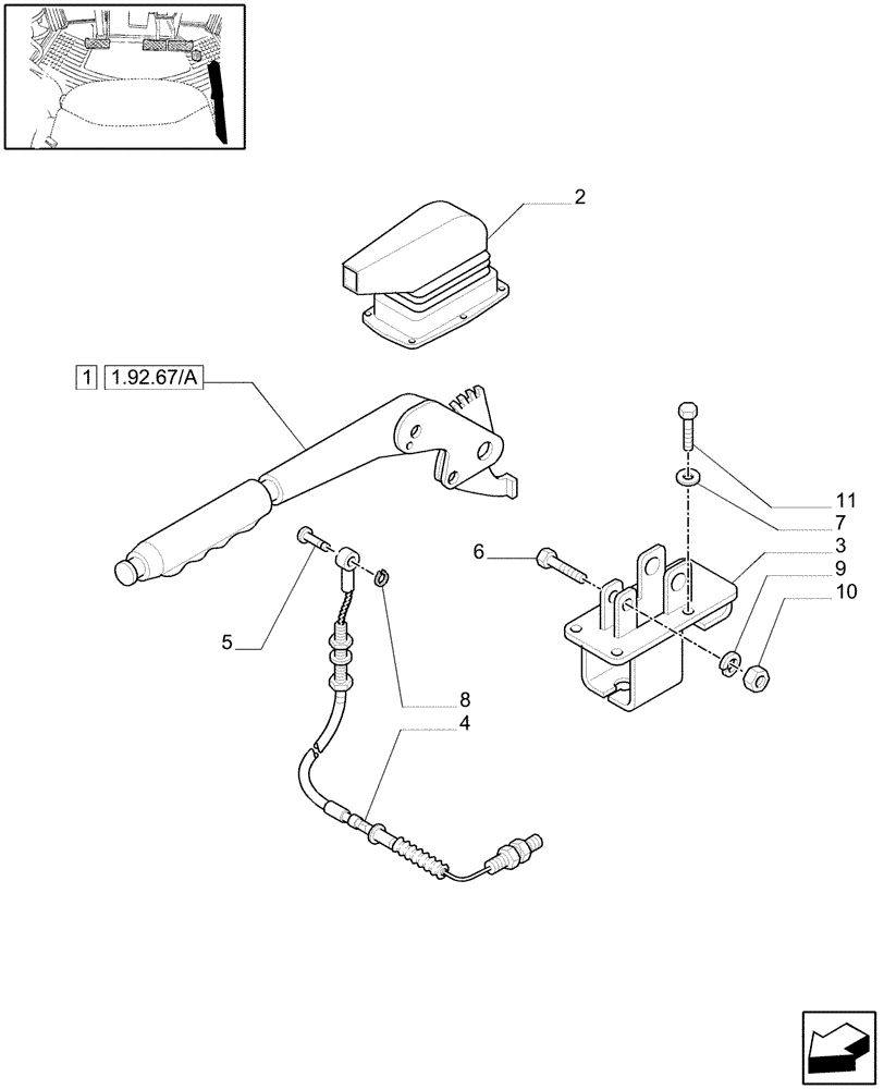 Схема запчастей Case IH JX60 - (1.92.67) - HANDBRAKE CONTROL (10) - OPERATORS PLATFORM/CAB