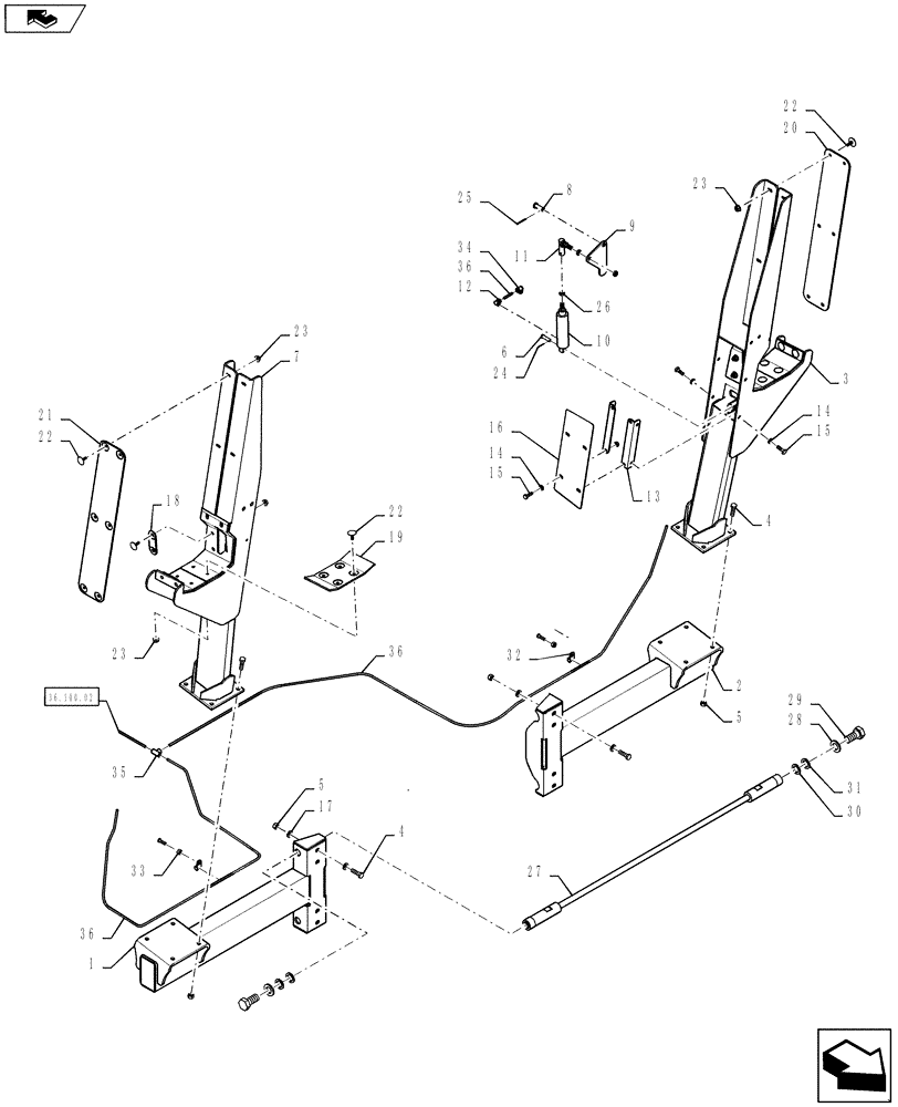 Схема запчастей Case IH 610 - (39.130.01) - BOOM CRADLES, USED ON TITAN 4030/4530 & TITAN 4040/4540 (39) - FRAMES AND BALLASTING