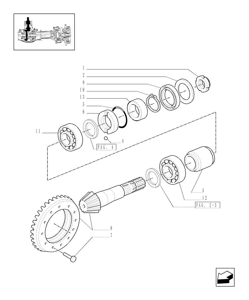 Схема запчастей Case IH JX90 - (1.40. 0/06[01]) - 4WD FRONT AXLE - BEVEL GEAR/PINION SET (04) - FRONT AXLE & STEERING