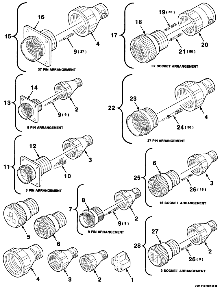 Схема запчастей Case IH 8880HP - (04-046) - ELECTRICAL HARNESS SERVICE PARTS (55) - ELECTRICAL SYSTEMS