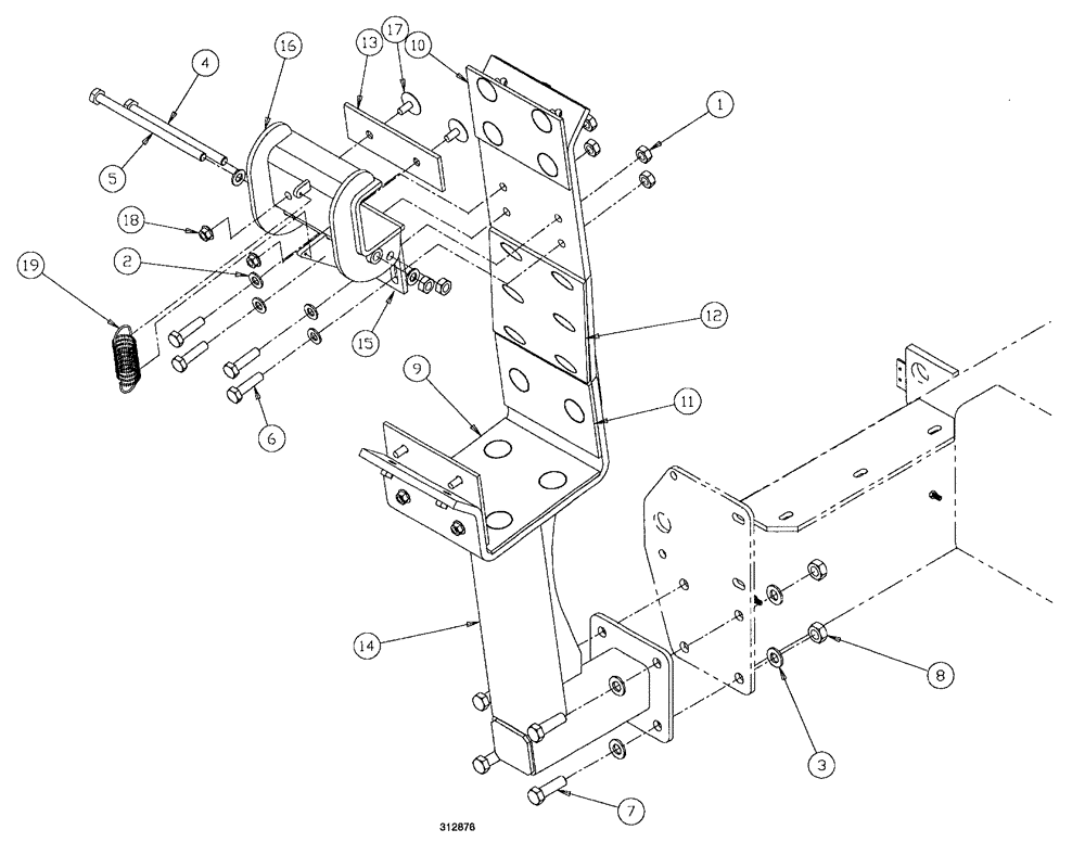 Схема запчастей Case IH SPX4260 - (140) - CRADLE ASSEMBLY LH (90) - PLATFORM, CAB, BODYWORK AND DECALS