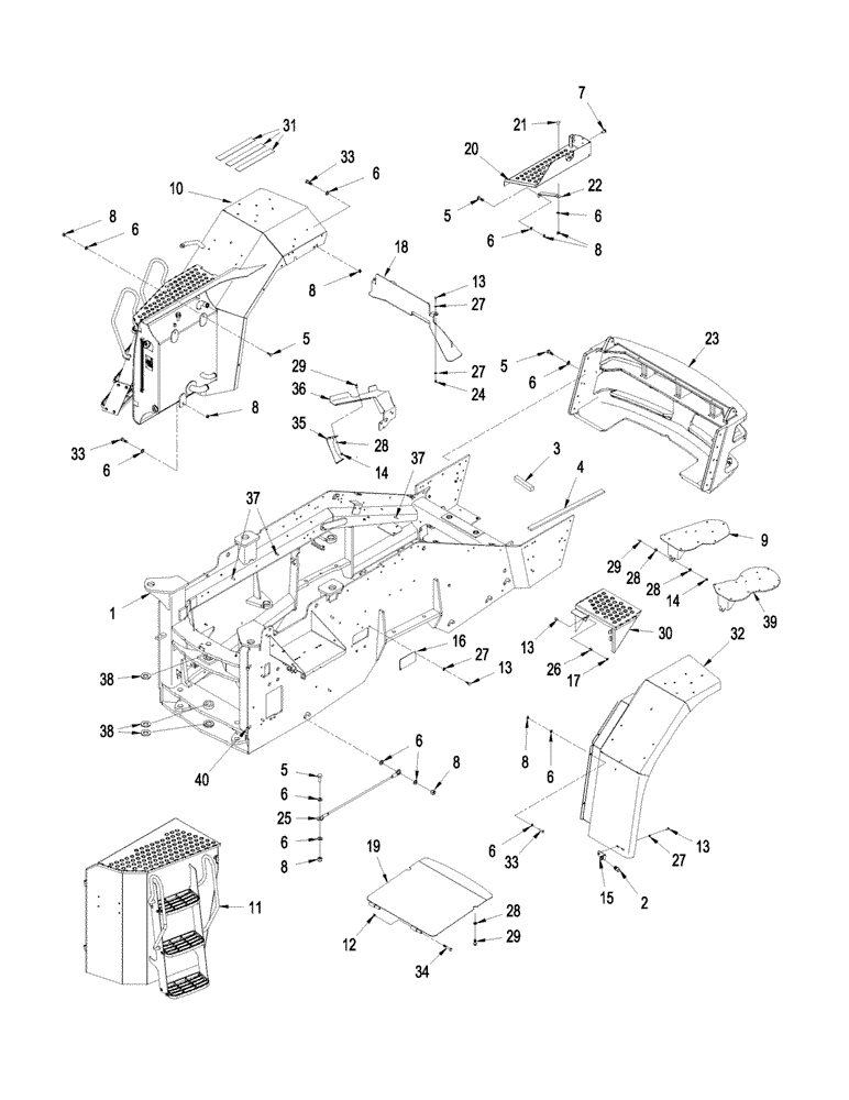 Схема запчастей Case IH STX480 - (09-30) - FRONT FRAME, WHEEL TRACTOR, STX & STEIGER 480 / 530 (09) - CHASSIS